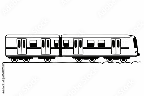 Minimalist Metro Train Vector Illustration with Bold Cars