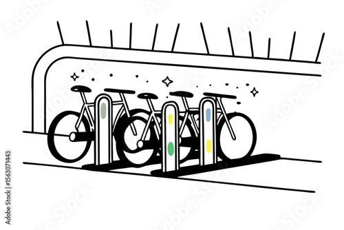 Sleek Bike Share Station Design with Vibrant Colors