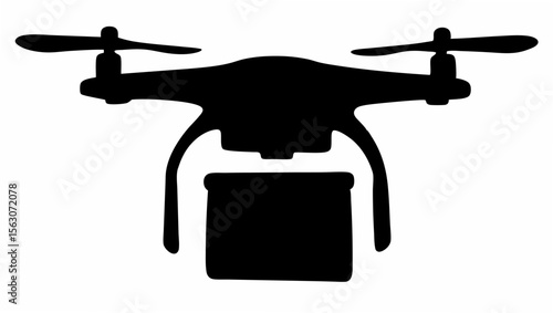 Silhouette of a drone carrying a package, showcasing unmanned aerial vehicle delivery and modern technology use