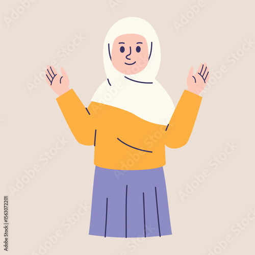 Muslim Woman With Open Arms Illustration