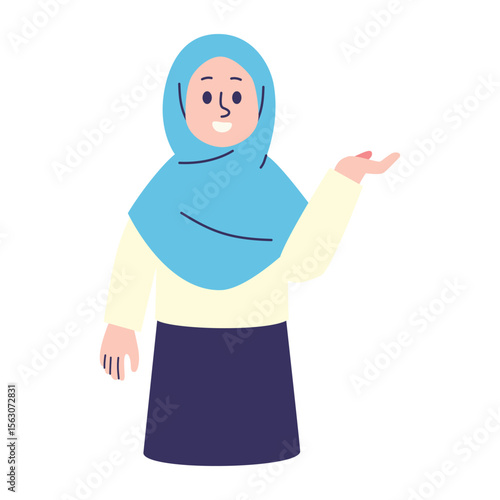Muslim Woman Presenting Something