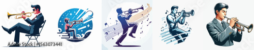 vector image of a person playing the trumpet with a white background