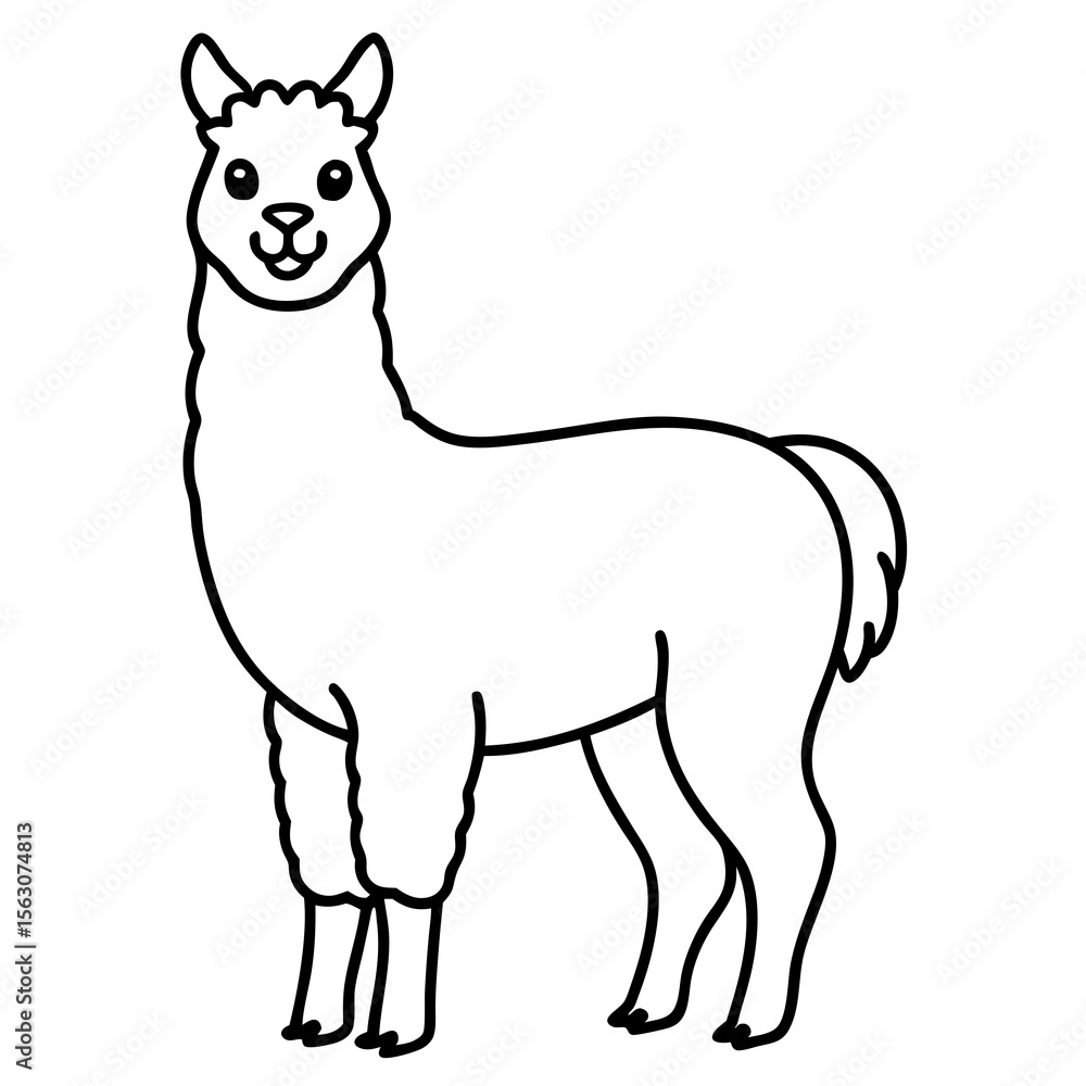 Naklejka premium Simple Alpaca Line Drawing
