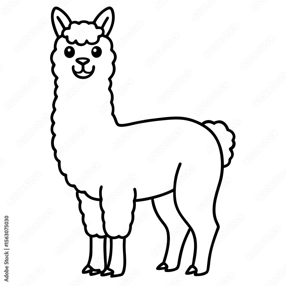 Naklejka premium Simple Alpaca Line Drawing