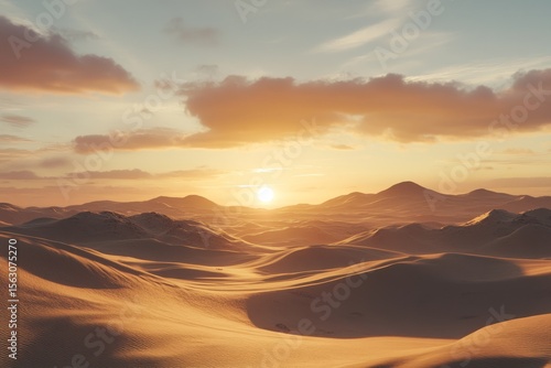 Wallpaper Mural Desert landscape, golden sunset, mountains, vast dunes Torontodigital.ca