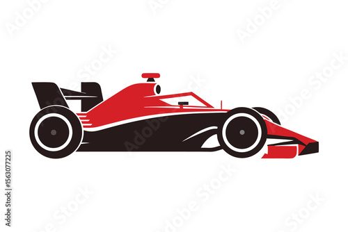 Red racing car isolated on white background