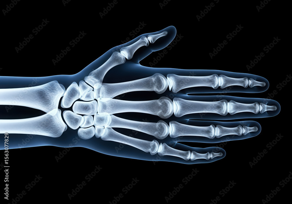 Naklejka premium X-ray of a Human Hand with Joint Pain or Arthritis