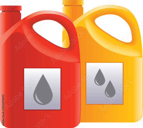 Motor Oil Canisters Vector – Engine Lubricant Containers Illustration