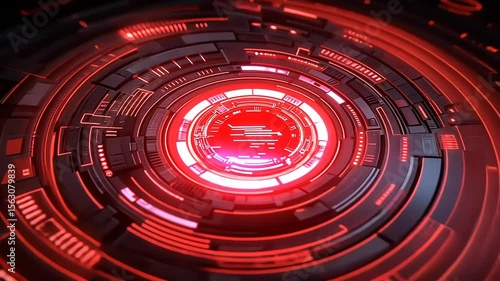 Wallpaper Mural Futuristic abstract technology background with glowing red circles and intricate circuitry patterns Torontodigital.ca