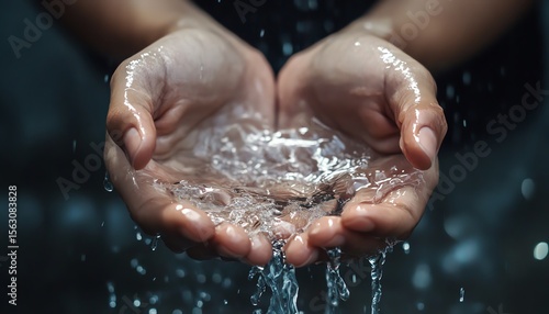 Wallpaper Mural Hands holding water, capturing purity of nature. Torontodigital.ca