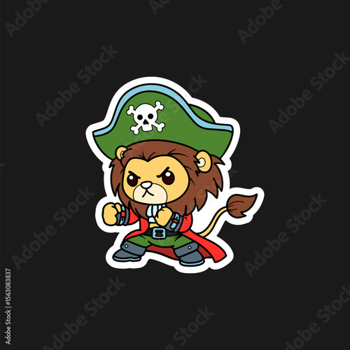 Lion cartoon costume with Pirate costume