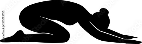 silhouette of woman yoga child pose.eps