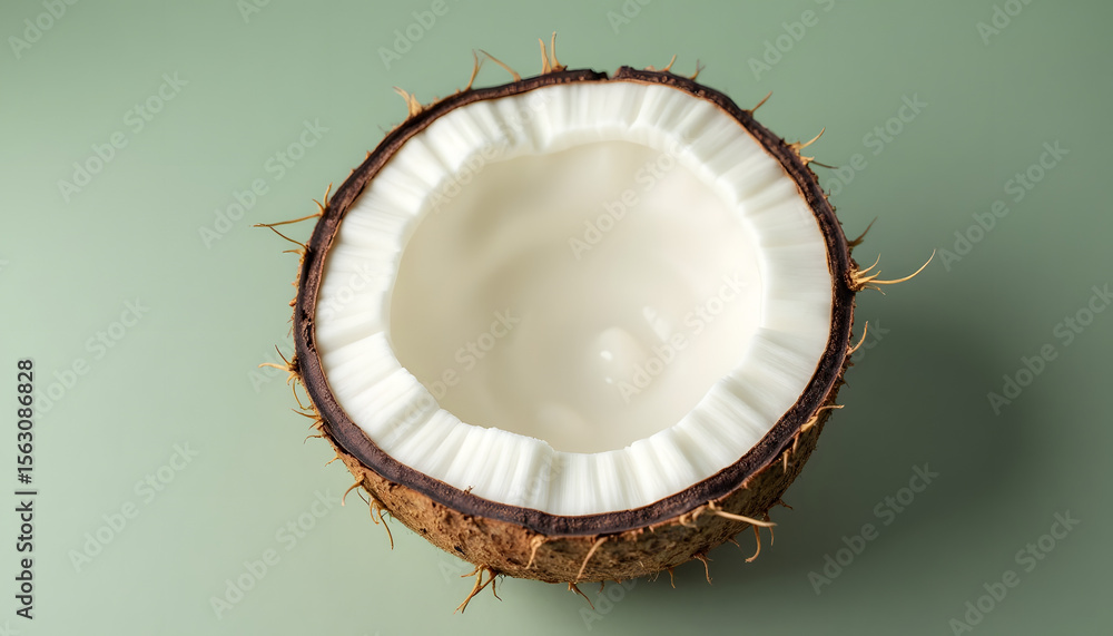 Halved coconut, showing white flesh and brown shell. Represents tropical fruit, healthy food, or natural ingredients. Fresh and earthy.
Halved coconut, showing white flesh and brown shell. Represents tropical fruit, healthy food, or natural ingredients. Fresh and earthy.