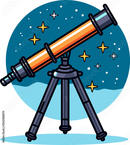 Telescope Pointing to Stars in the Night Sky