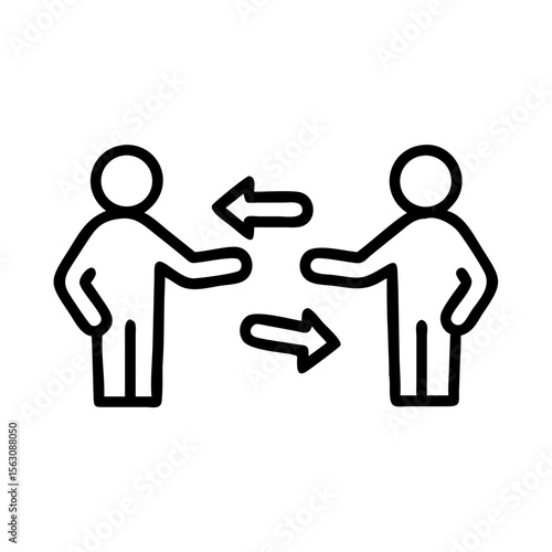 Two people interacting, exchanging ideas and sharing information.  Communication concept for business presentations, teamwork projects, or social media posts.