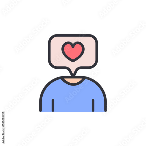 Person With Love Symbol In The Speech Bubble Above The Head