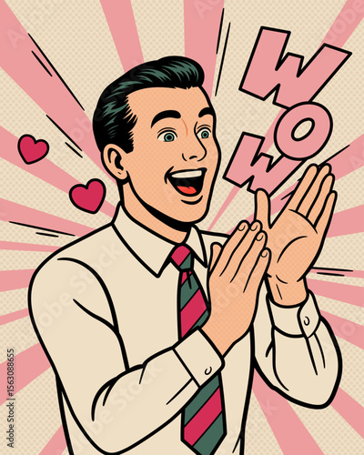 Pop Art Illustration of a Surprised and Impressed Man