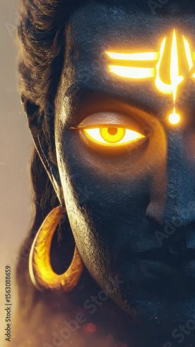 Lord Shiva Face Glowing with Divine Orange Light Loop is a devotional animated loop perfect for festival visuals, spiritual reels, meditation backgrounds, or divine character storytelling.