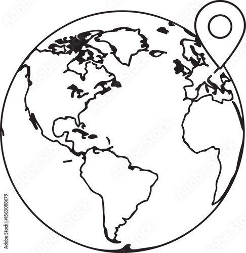 Global continent vector illustration of the world map and earth globe