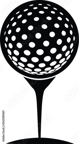 golf ball on tee silhouette vector