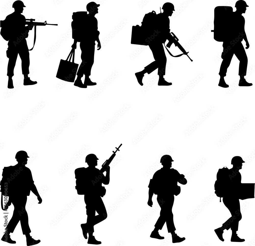 Obraz premium military, soldiers, helicopter, army, special forces, vector bundle