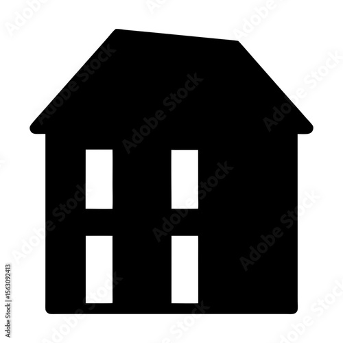 Silhouette of a simple two story house with four rectangular windows