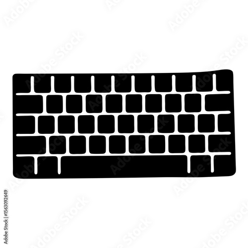 Simplified black and white keyboard illustration, representing computer technology and functionality