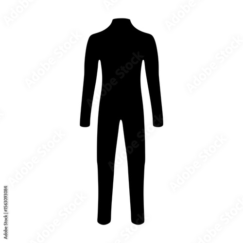 Silhouette of a full body suit or jumpsuit on white background