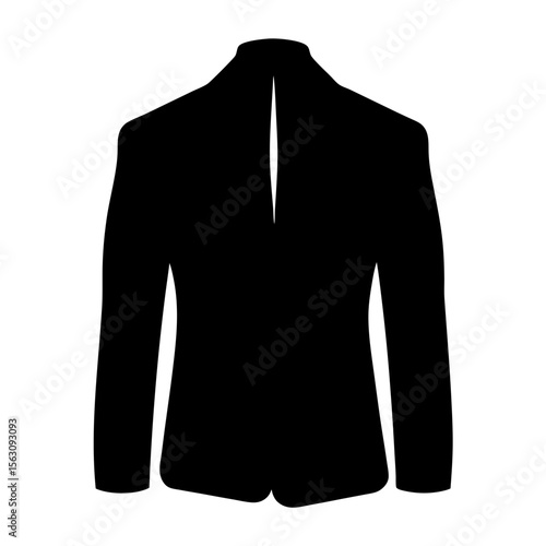 Rear View of a Sleek Black Suit Jacket Silhouette on White Background