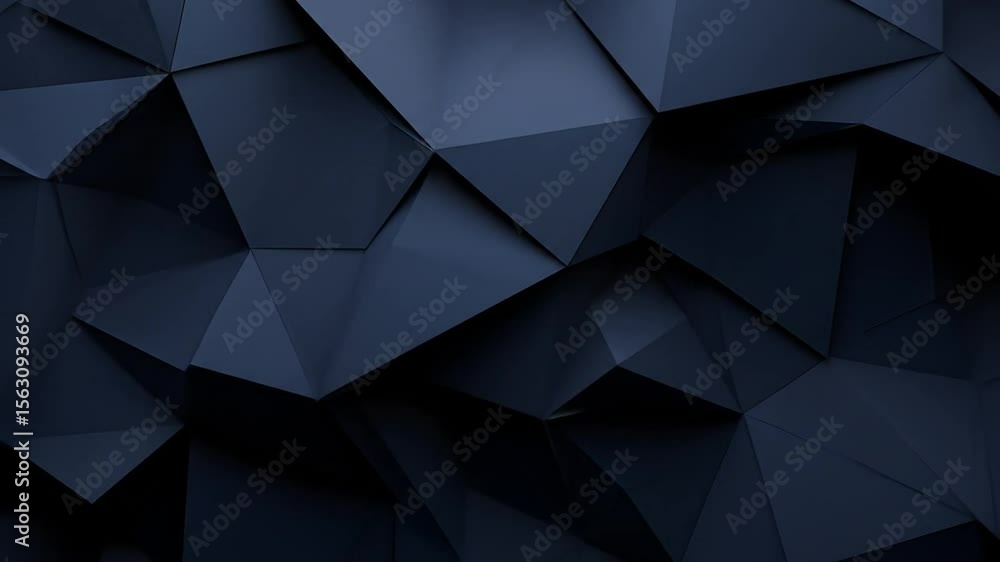 Dark navy blue polygonal background, featuring a complex, three-dimensional geometric pattern of irregular triangles Dark navy blue polygonal background, featuring a complex, three-dimensional geometric pattern of irregular triangles