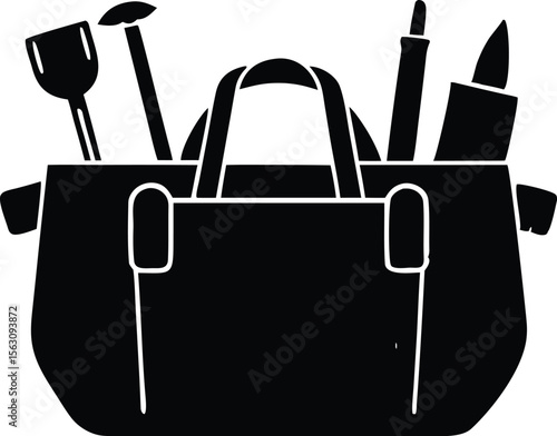 vector sketch bag with construction tool