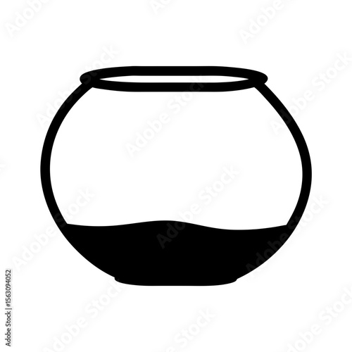 Simple illustration of a classic fishbowl with a little water