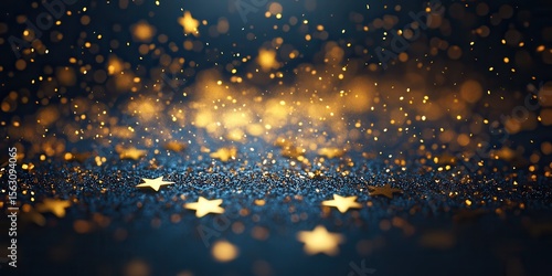 Wallpaper Mural A mesmerizing scene featuring golden stars and shimmering particles against a deep blue background, creating a dreamy and enchanting atmosphere filled with wonder and magic. Torontodigital.ca