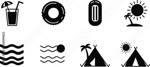 Fun Pool Accessories and Relaxation Symbols in a Sunny Outdoor Setting