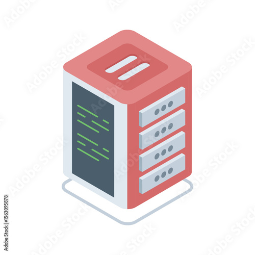 A well crafted isometric icon of server rack storage