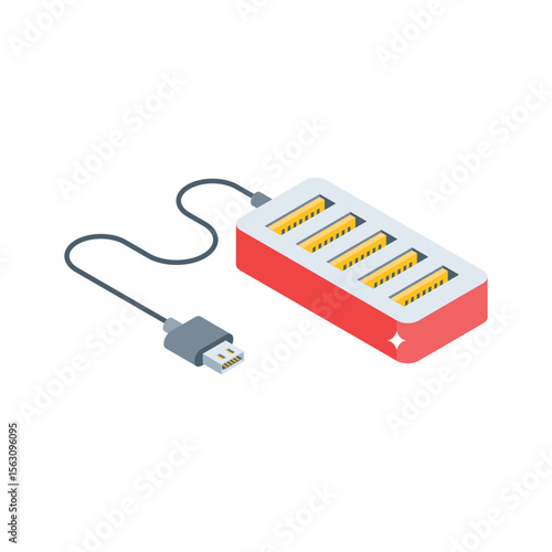 Discover an isometric style icon showing usb adapter device
