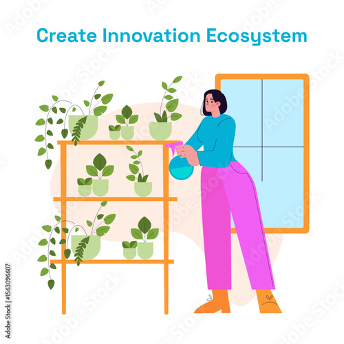 Megapolis Innovation Center. Flat Vector Illustration