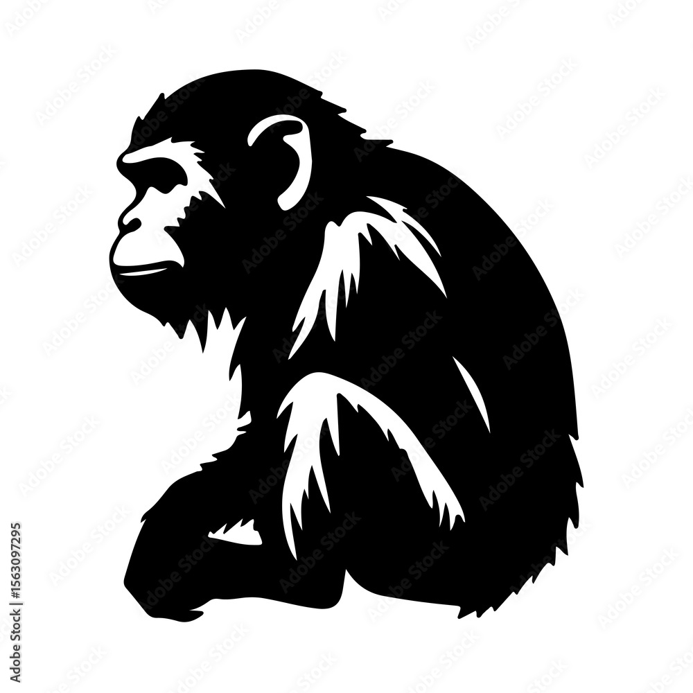 Obraz premium monkey silhouette in transparent background 