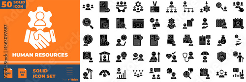Human Resources Solid Editable Icons set. Vector illustration in modern thin solid style of human resources icons: manager, teamwork, strategy, etc