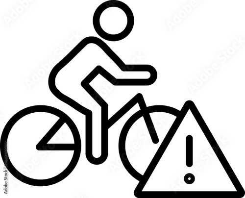 Bicycle warning sign cyclist hazard safety alert symbol danger road icon transportation caution triangle exclamation black outline simple graphic person ride accident risk traffic public urban