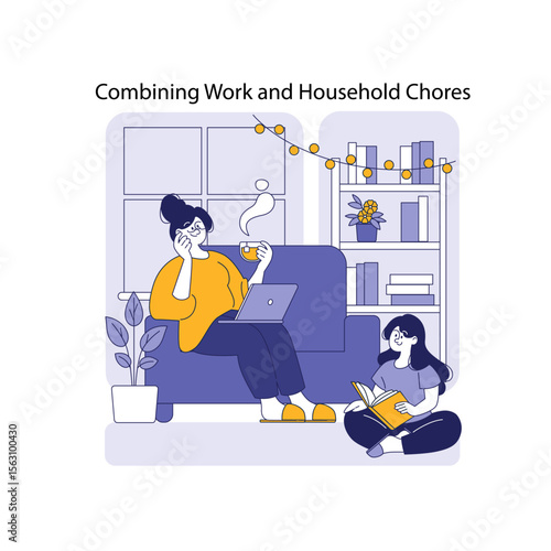 Hybrid Work. Flat Vector Illustration