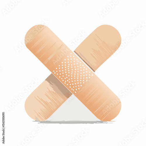 An adhesive first aid plaster, isolated on a white background, offers essential medical care and wound protection