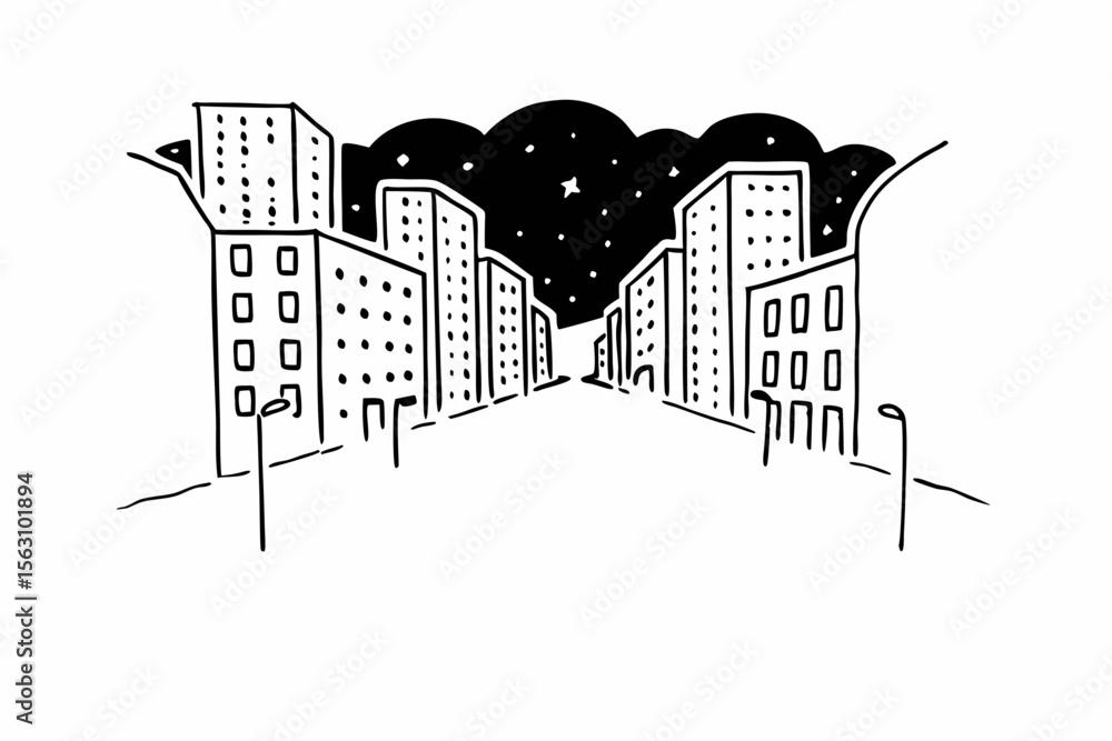 Obraz premium Colorful City Skyline Vector Illustration with Animal Silhouette Urban Landscape Design