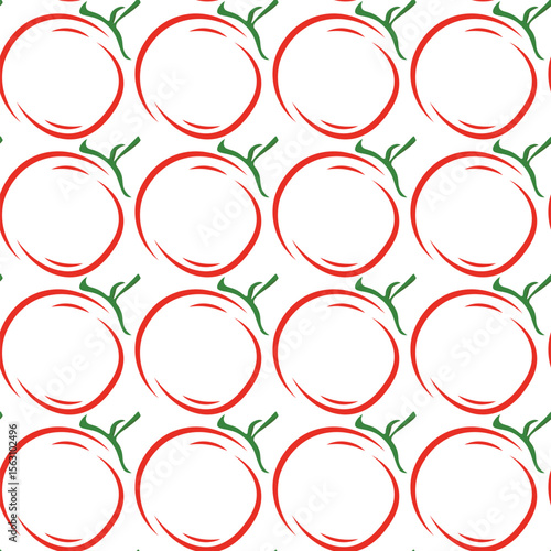 Seamless cartoon tomato pattern. Fresh organic cute vegetable food background
