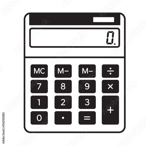 Simple vector illustration of a basic calculator with numbers and arithmetic symbols ready for calculations ornament set