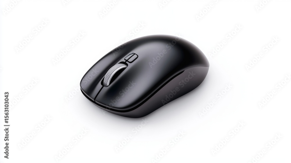 Sleek black wireless computer mouse on a white background Sleek black wireless computer mouse on a white background