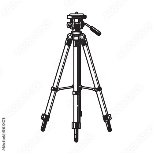 Vector illustration of a black and white tripod for photography and videography
