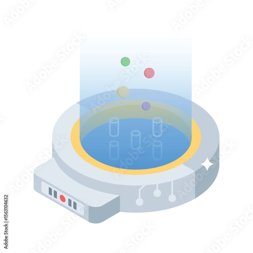 A modern isometric icon showing hologram display projection