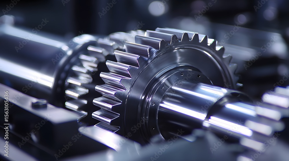 Naklejka premium Close-up of metallic industrial gears