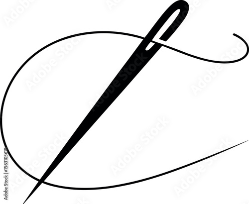 Needle With Thread vector black silhouette print design